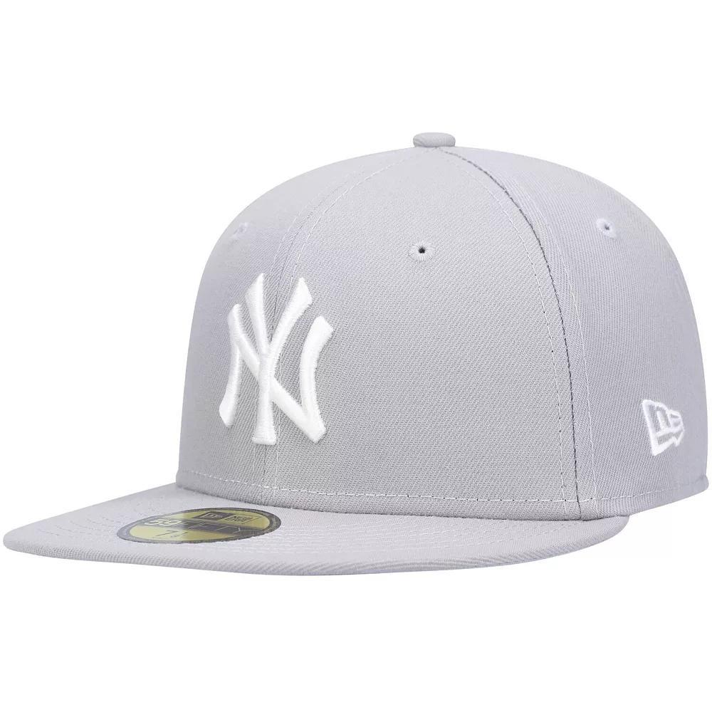 Men's New Era Gray New York Yankees Logo White 59FIFTY Fitted Hat, Size: 7 1/8, Grey Product Image