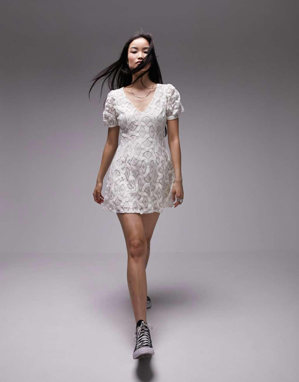 Topshop crochet jersey tea dress Product Image