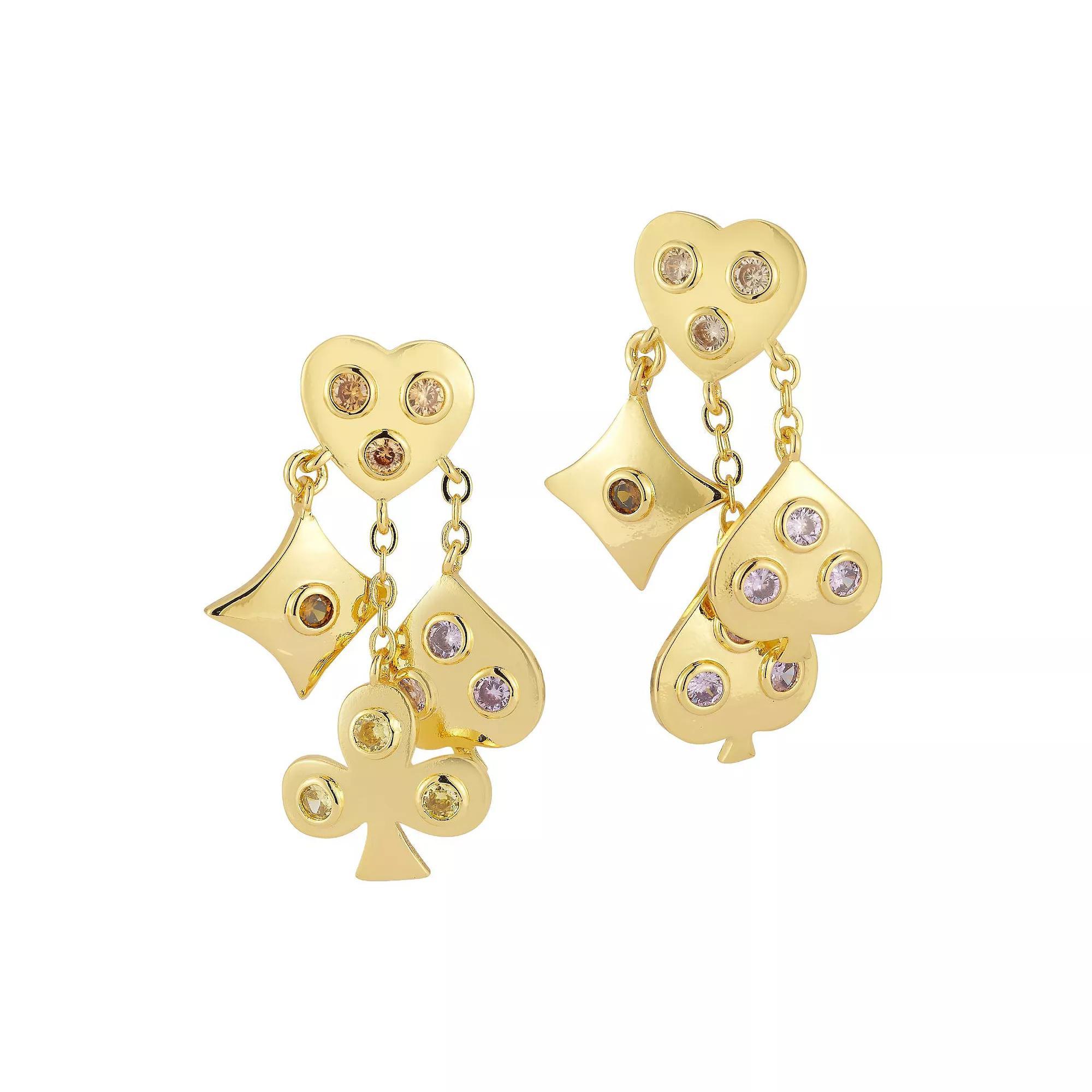 WINX Cubic Zirconia Four Suits Post Drop Earrings, Women's, Gold Tone Product Image