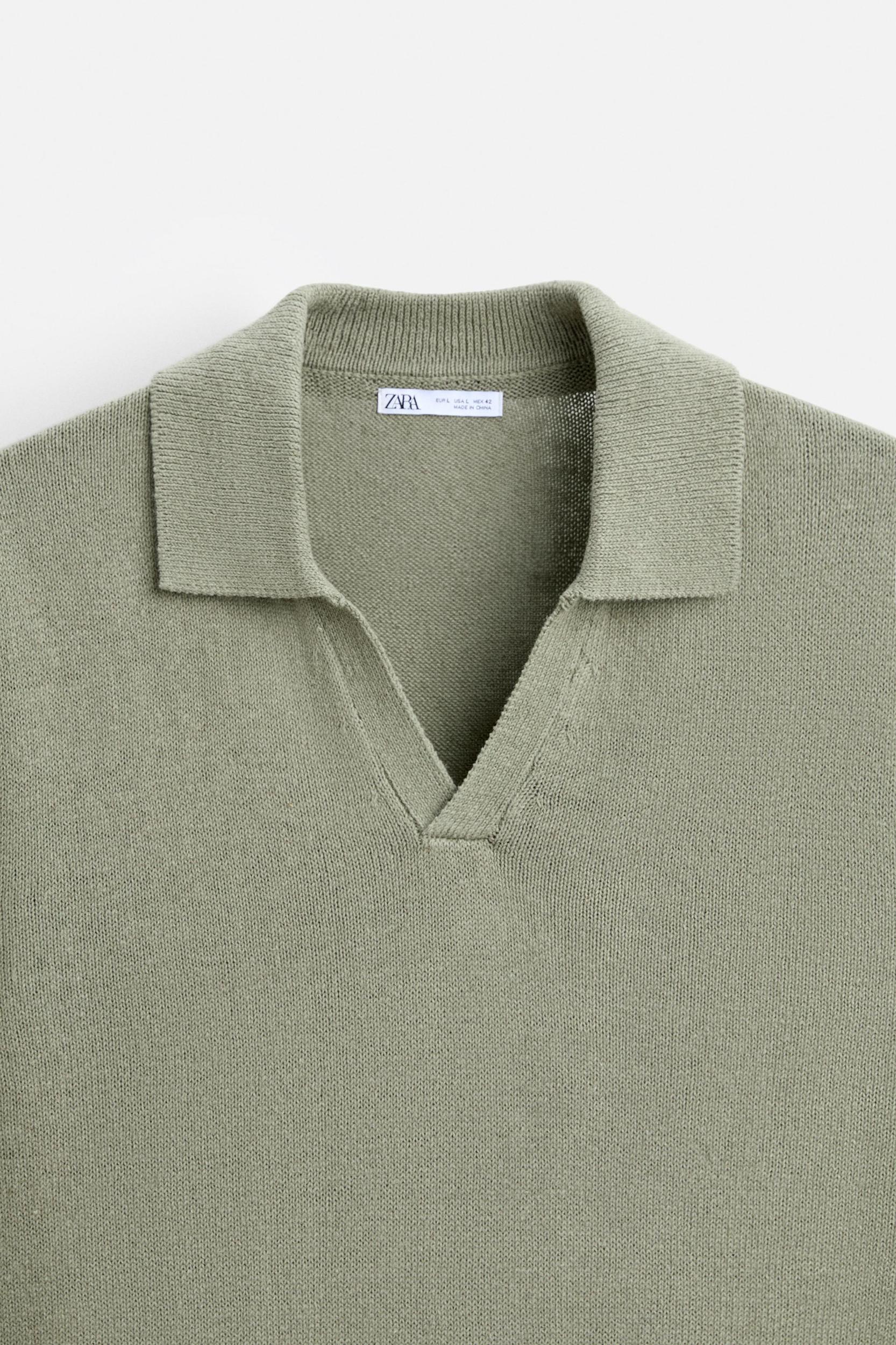 COTTON - LINEN BLEND KNIT POLO Product Image