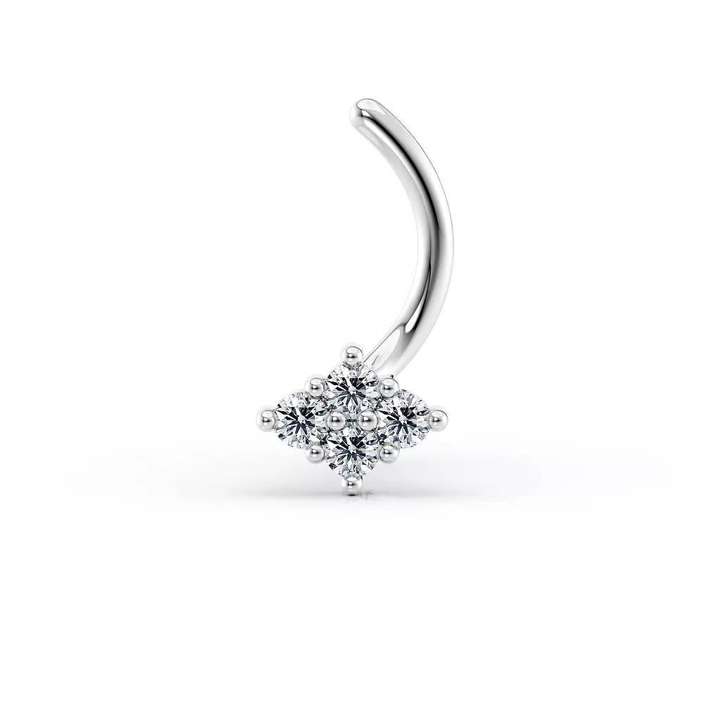 Lila Moon 14k Gold Cubic Zirconia Rhombus Curved Post Nose Stud, Women's, 14k White Gold Product Image