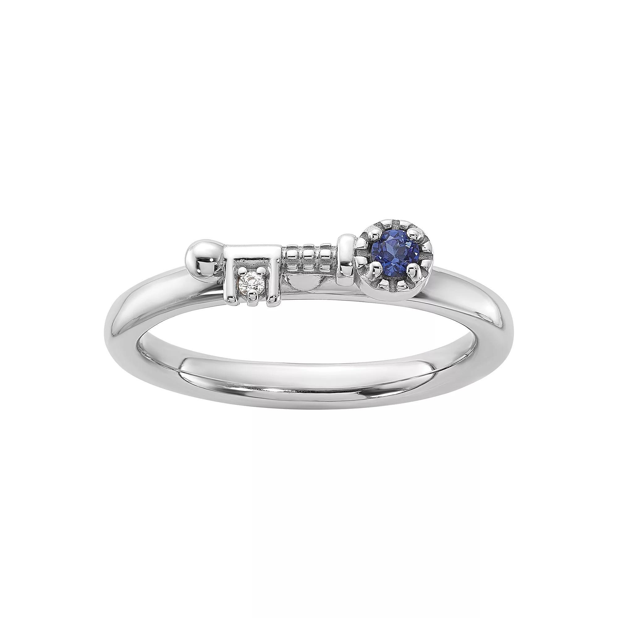 Stacks & Stones Sterling Silver Stackable Gemstone Key Ring, Women's, Size: 9, Created Blue Product Image