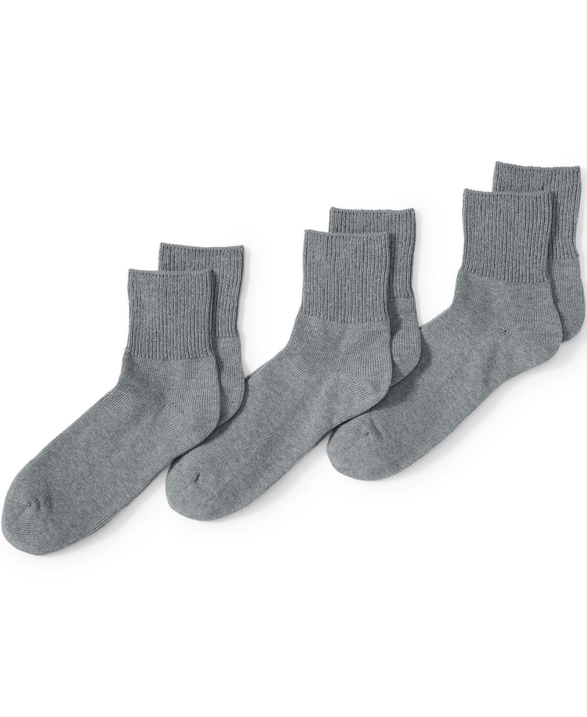 Men's Lands' End 3-Pack Cotton Rib Quarter-Crew Socks, Size: XL, White Product Image