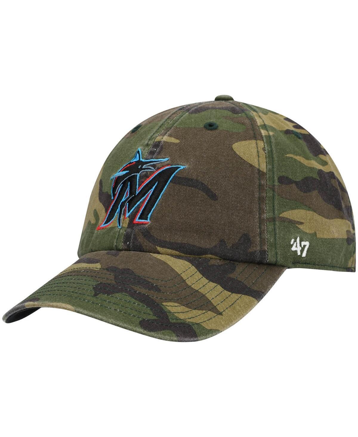 Men's '47 Camo Miami Marlins Team Clean Up Adjustable Hat, Green Product Image