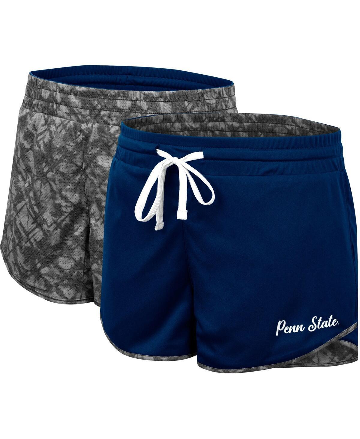 Women's Colosseum Navy/Charcoal Penn State Nittany Lions Fun Stuff Reversible Shorts, Size: XL, Blue Product Image