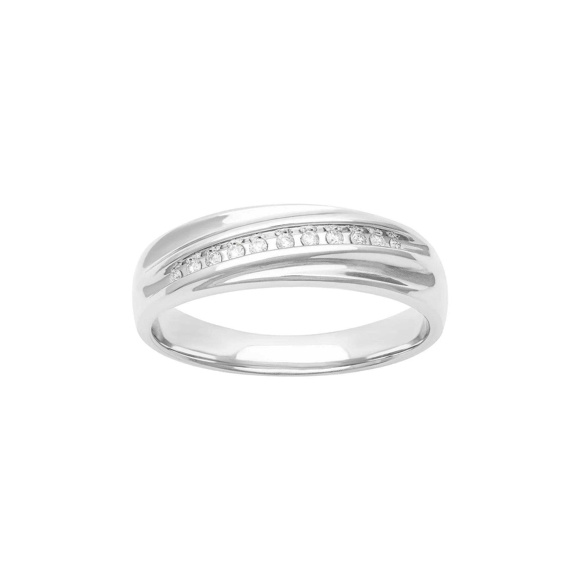 Men's Sterling Silver 1/10 Carat T.W. Diamond Band Ring Product Image