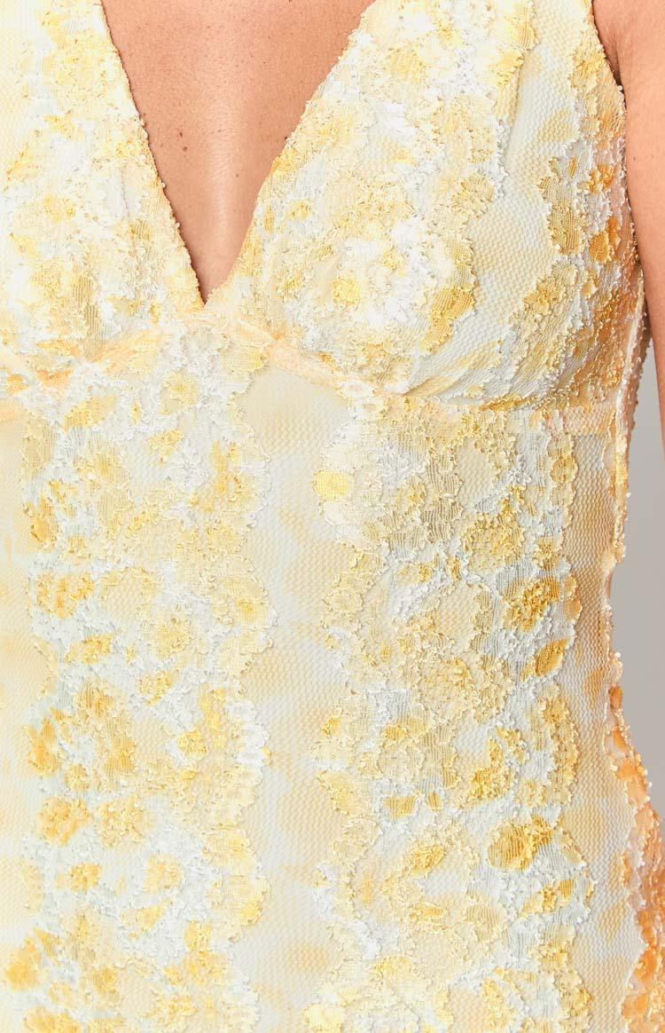Harrie Yellow Lace Mini Dress Product Image