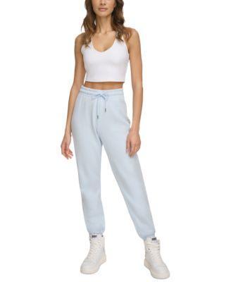Dkny Sport Womens Metallic Logo Fleece Jogger Sweatpants - Black Product Image