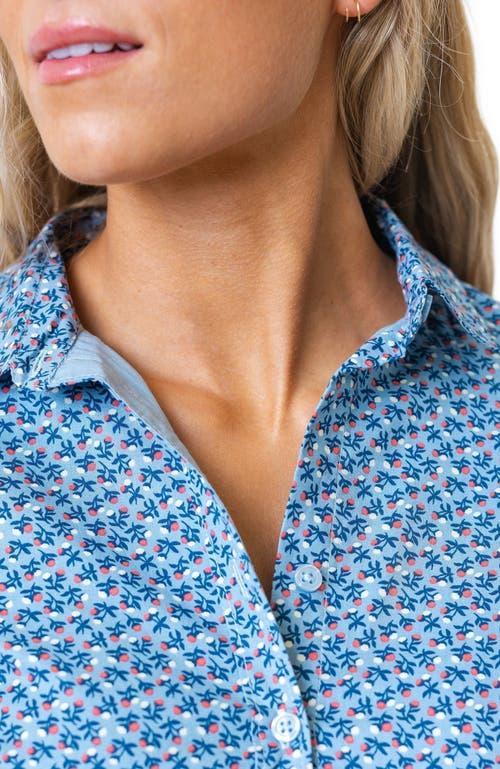 Hope & Henry Women's Organic Button Front Shirt Dress in Medium Blue Ditsy Floral at Nordstrom, Size 8 Product Image