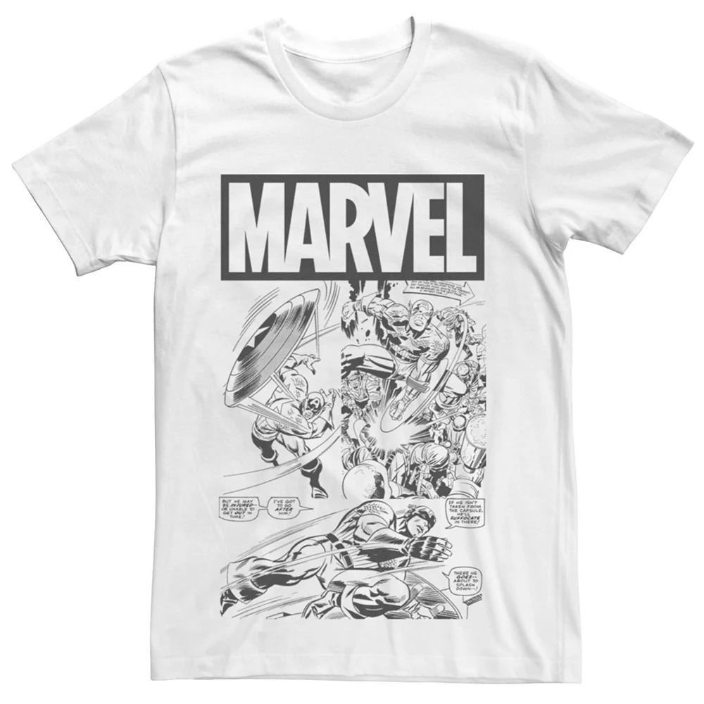 Men's Marvel Captain America Black And White Comic Tee, Size: Small Product Image