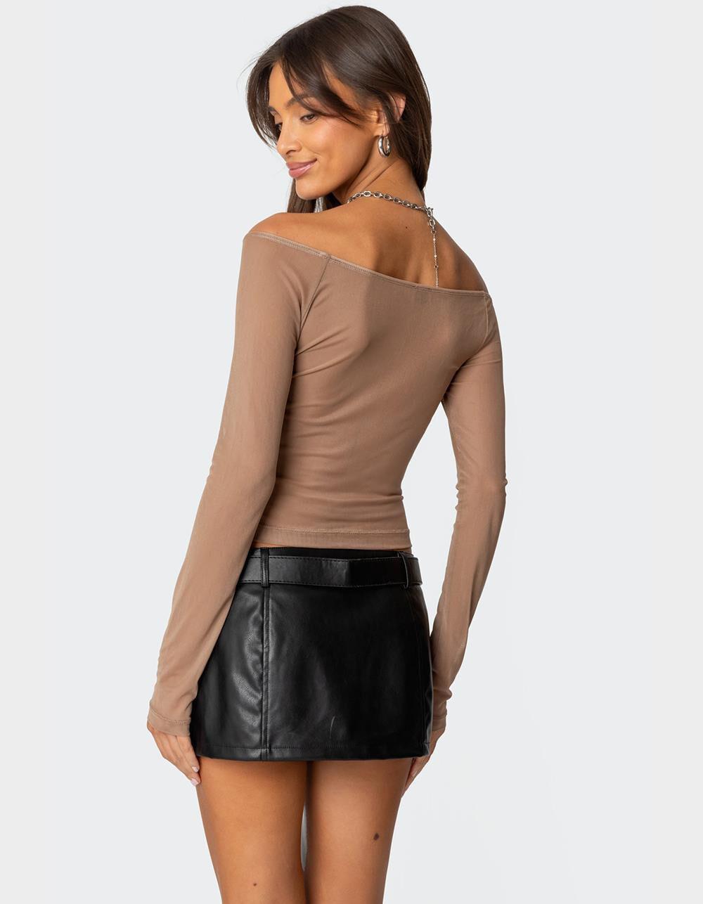EDIKTED Lilyan Rhinestone Sheer Mesh Top Product Image
