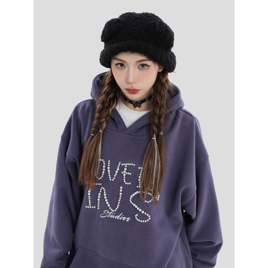 Couple Matching Lettering Loose Fit Hoodie Product Image