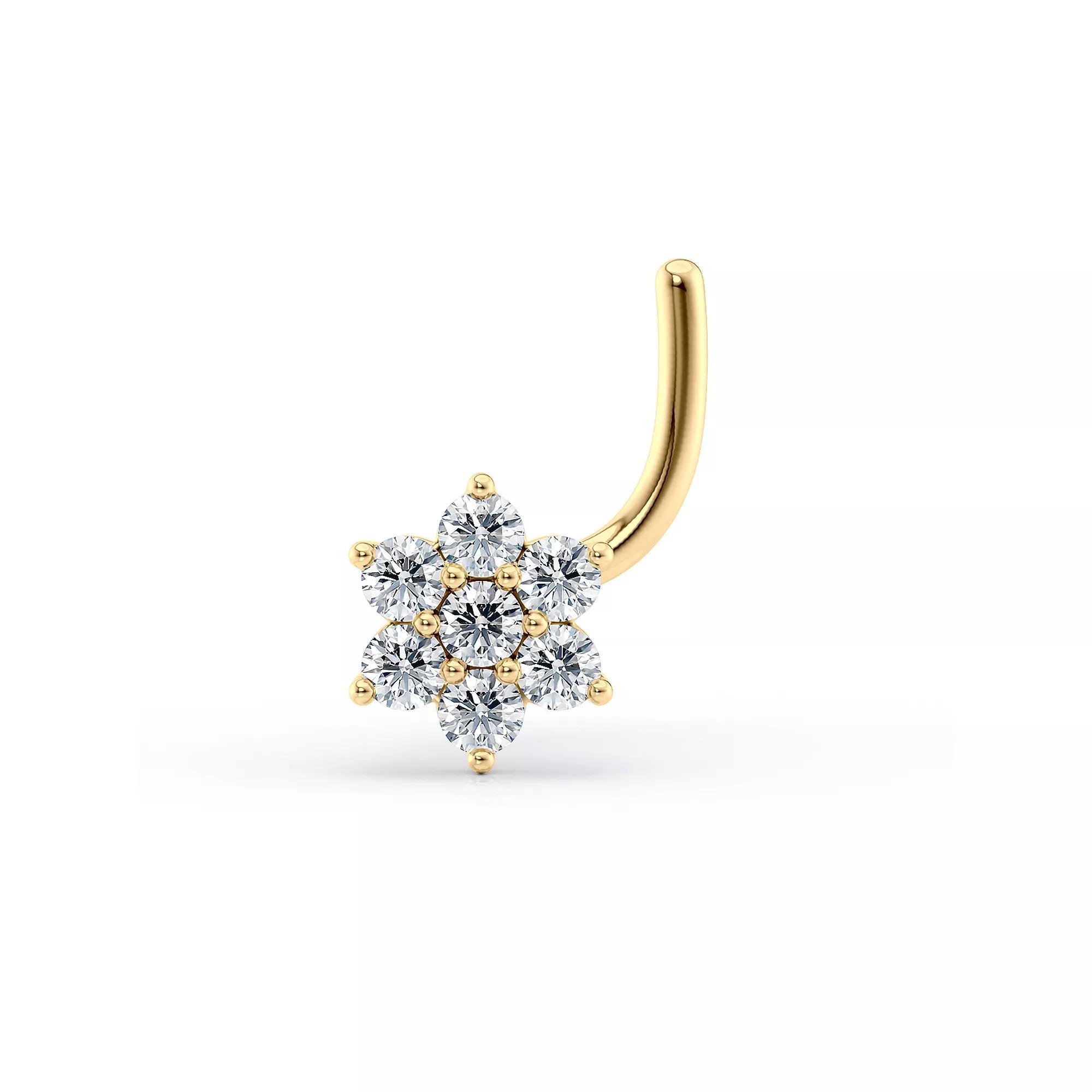 Lila Moon 14k Gold Lab-Grown Diamond Accent Flower Nose Ring, Women's Product Image