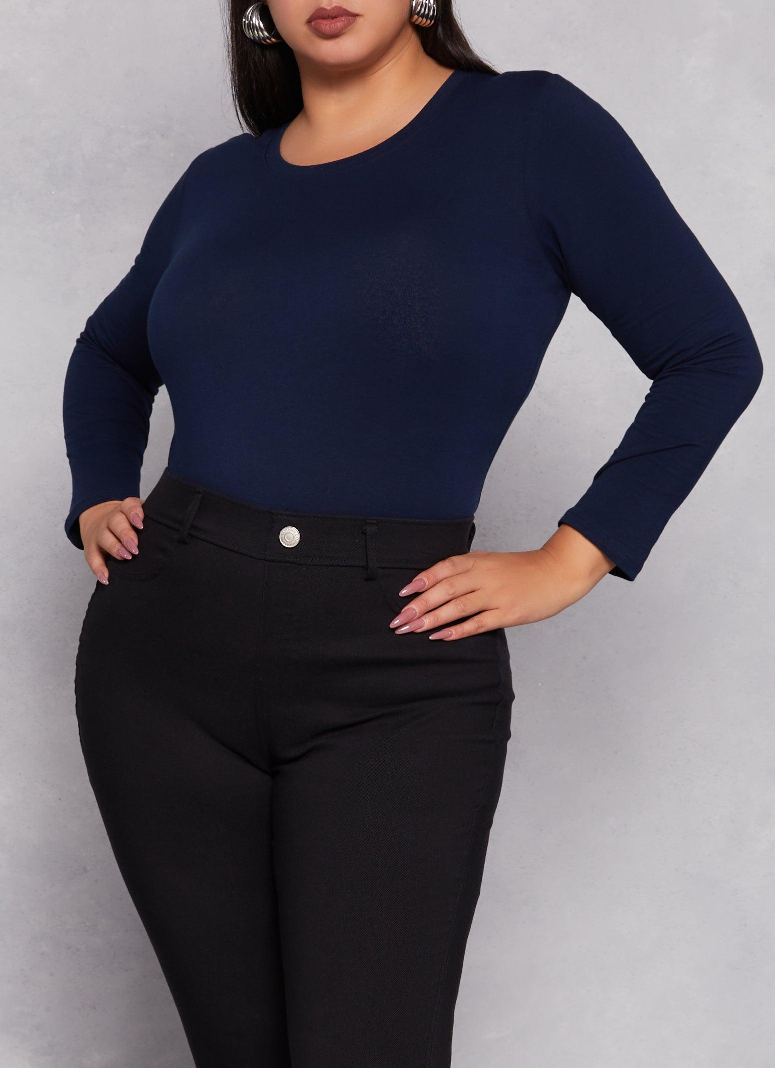 Womens Plus Size Long Sleeve Basic T Shirt Product Image