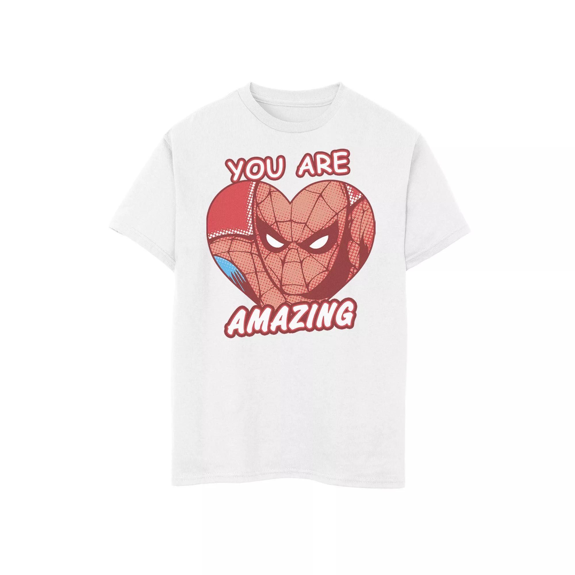 Boys 8-20 Marvel Spider Man Amazing Heart Comic Graphic Tee, Boy's, Size: Medium, White Product Image