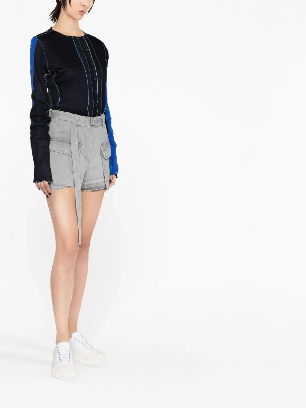 SACAI Belted-waist High-waisted Shorts In Grey Product Image