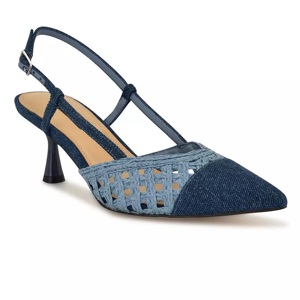 Nine West Railen Women's Pointy Toe Slingback Dress Pumps, Size: 12, Blue Blue Product Image