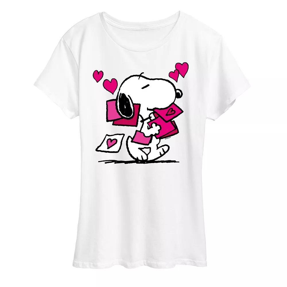 Womens Peanuts Snoopy Valentines Cards Graphic Tee Product Image