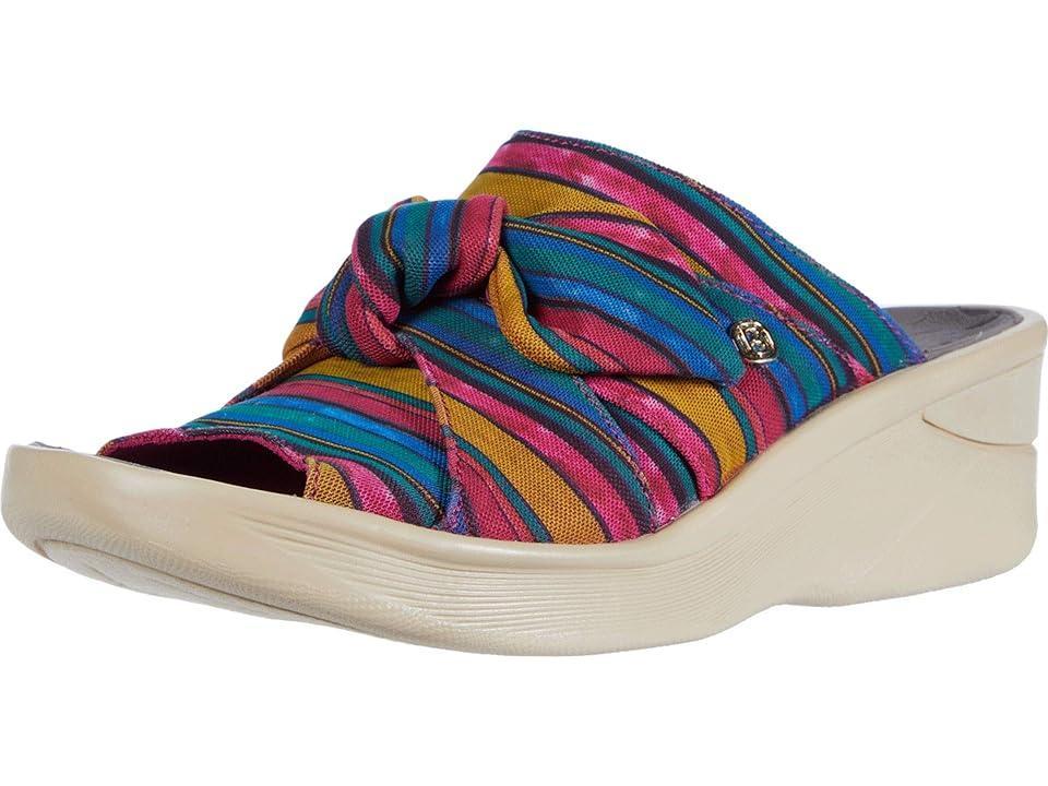 LifeStride Smile Womens Washable Wedge Slide Sandals Pink Mimosa Stripe Product Image
