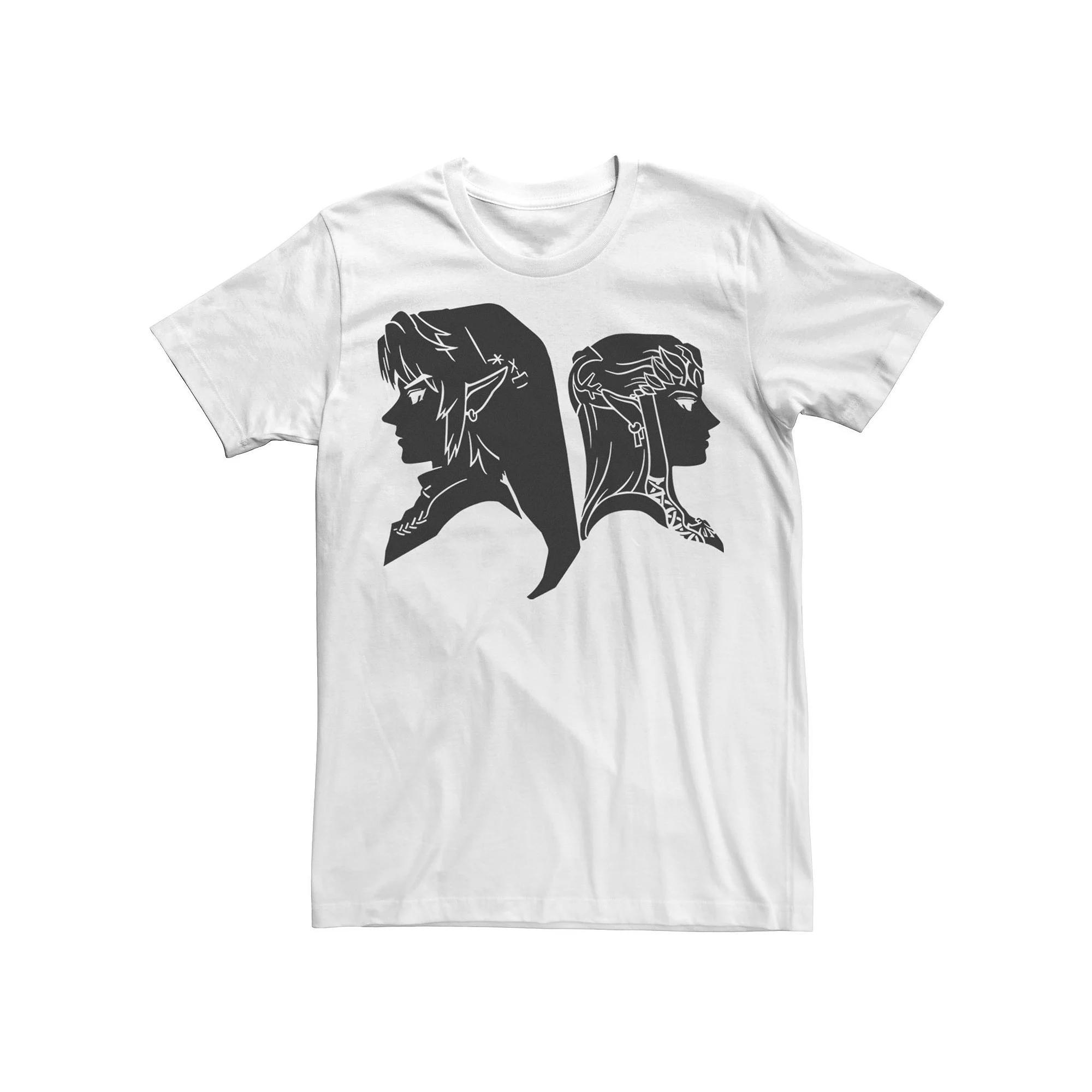 Men's Nintendo Zelda Link & Princess Profile Graphic Tee, Size: XXL, White Product Image