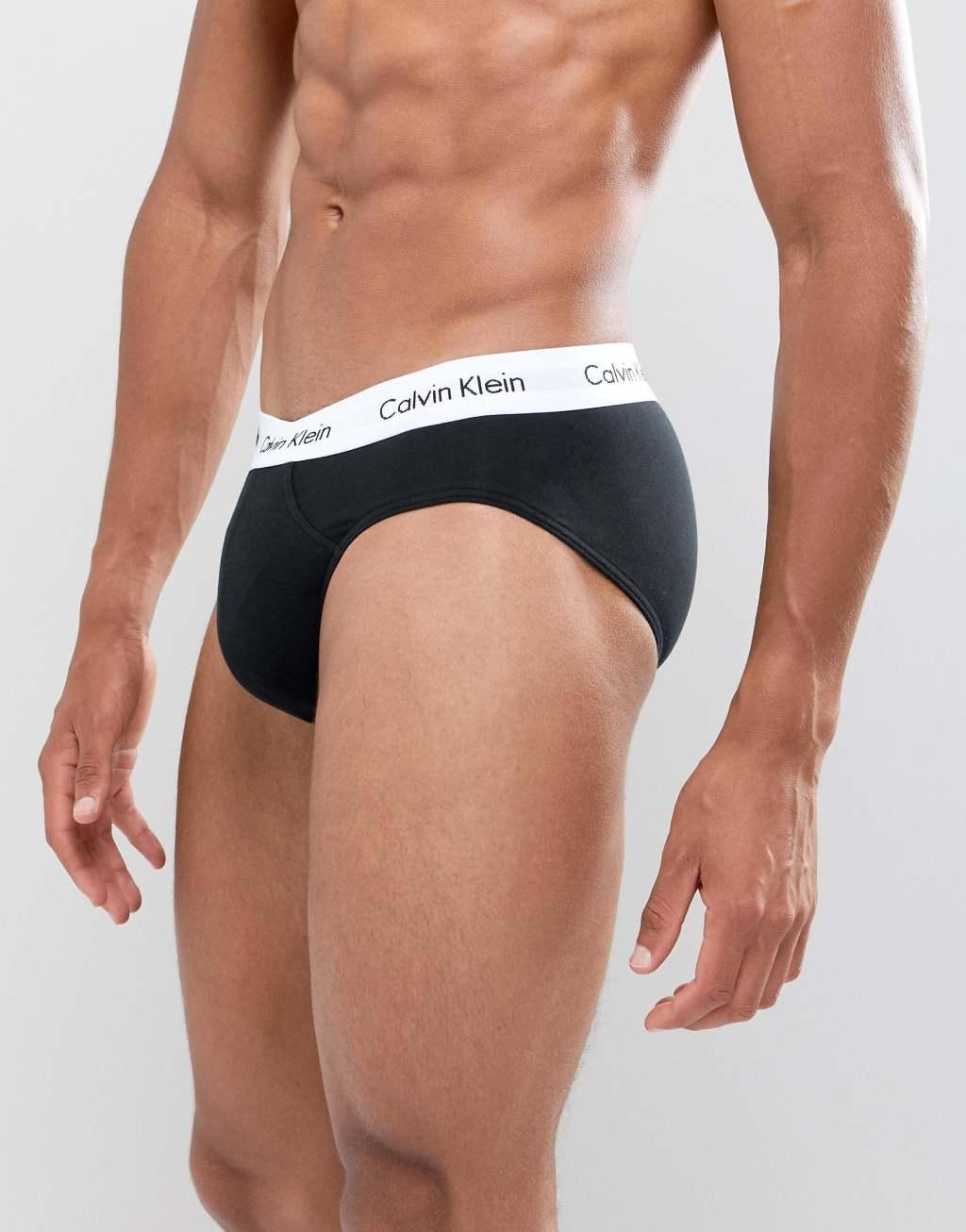 Calvin Klein Cotton Stretch 3-pack briefs in black Product Image