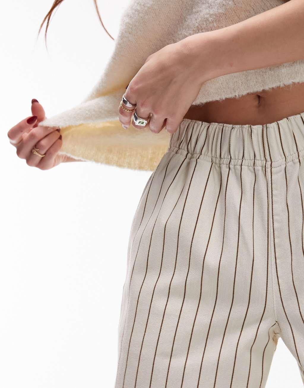 Topshop stripe pull on straight leg pants Product Image
