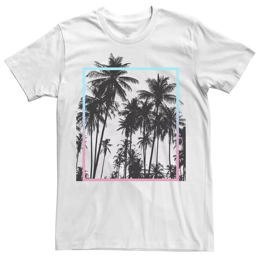 Big & Tall Paradise Palm Trees Gradient Box Design Tee, Men's, Size: XLT, White Product Image