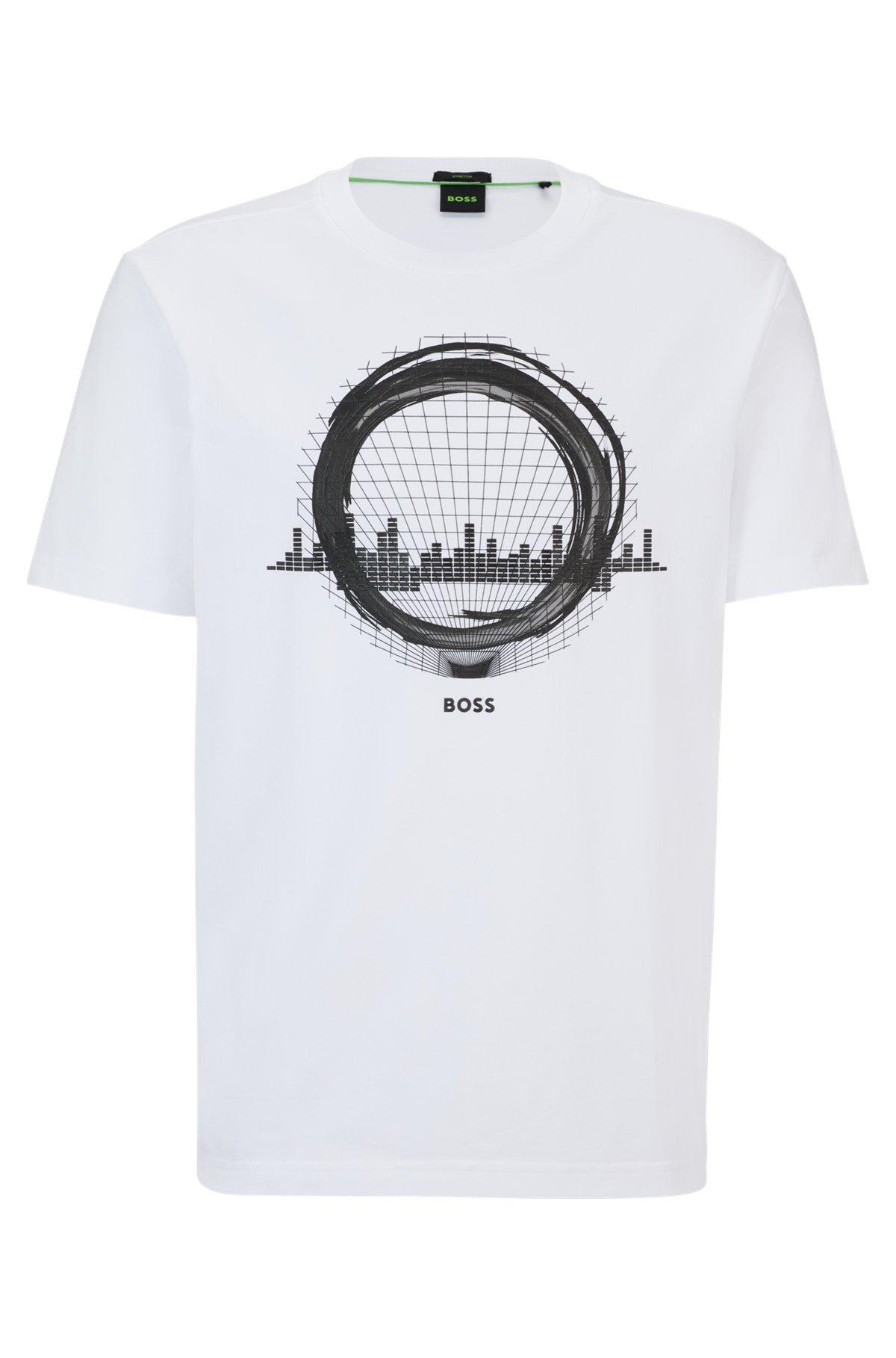 Stretch-cotton regular-fit T-shirt with seasonal artwork Product Image