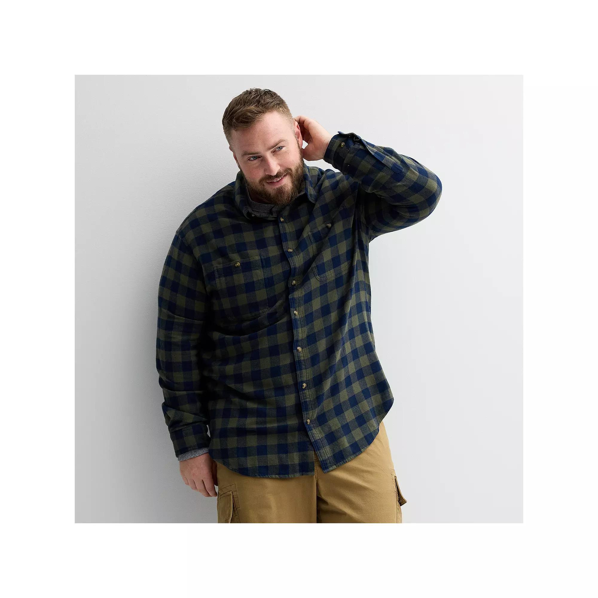 Big & Tall Sonoma Goods For Life® Long Sleeve Flannel Shirt, Men's, Size: XXL Tall, Buffalo Check Red Product Image