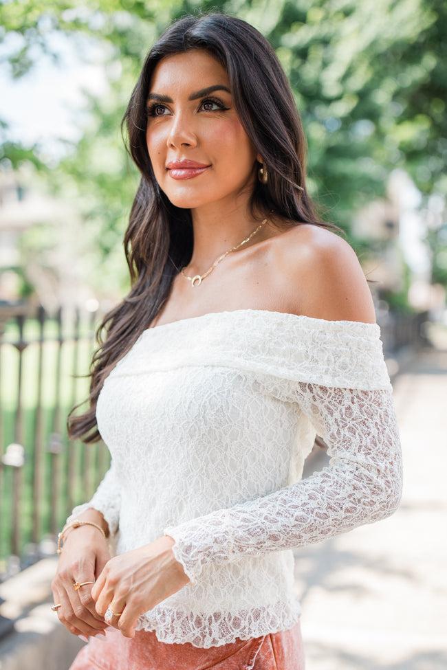 Fresh Starts Cream Off The Shoulder Lace Blouse FINAL SALE Product Image