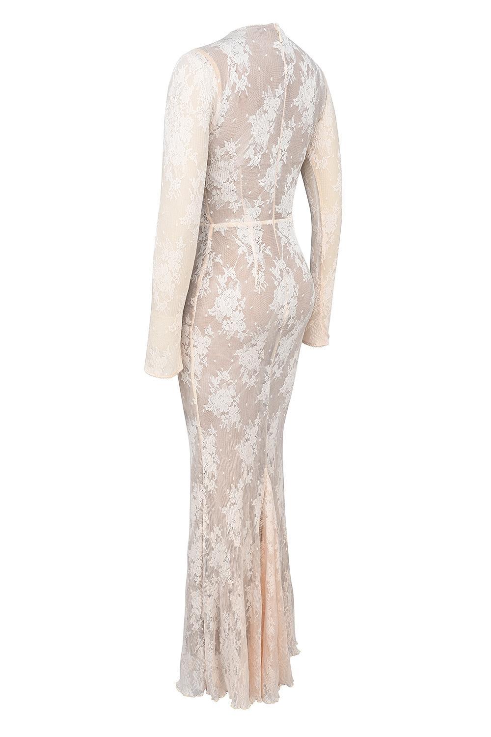 Isoline Peach Lace Maxi Dress Product Image