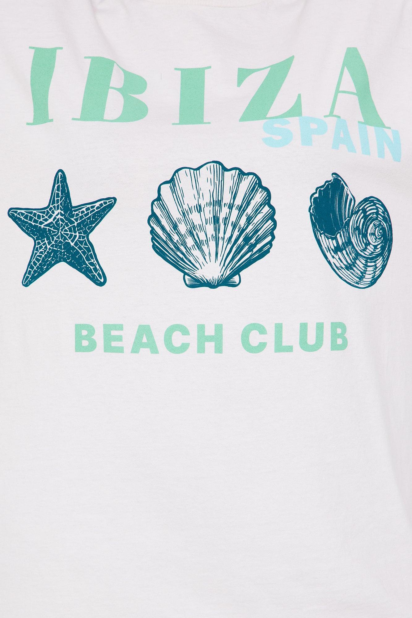 Ibiza Club Washed Oversized Tee - White Product Image
