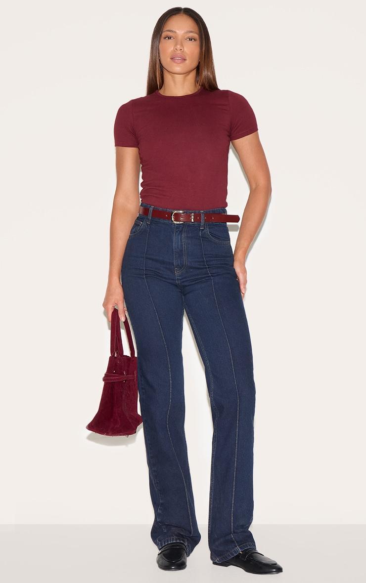 Tall Burgundy Premium Cotton Cap Sleeve T-shirt Product Image