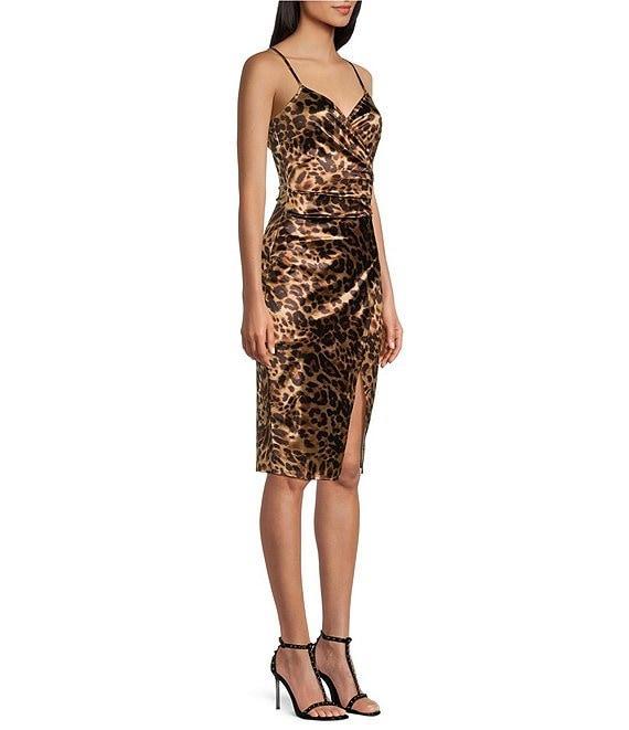 Honey and Rosie Spaghetti Strap Surplus Animal Printed Dress Product Image