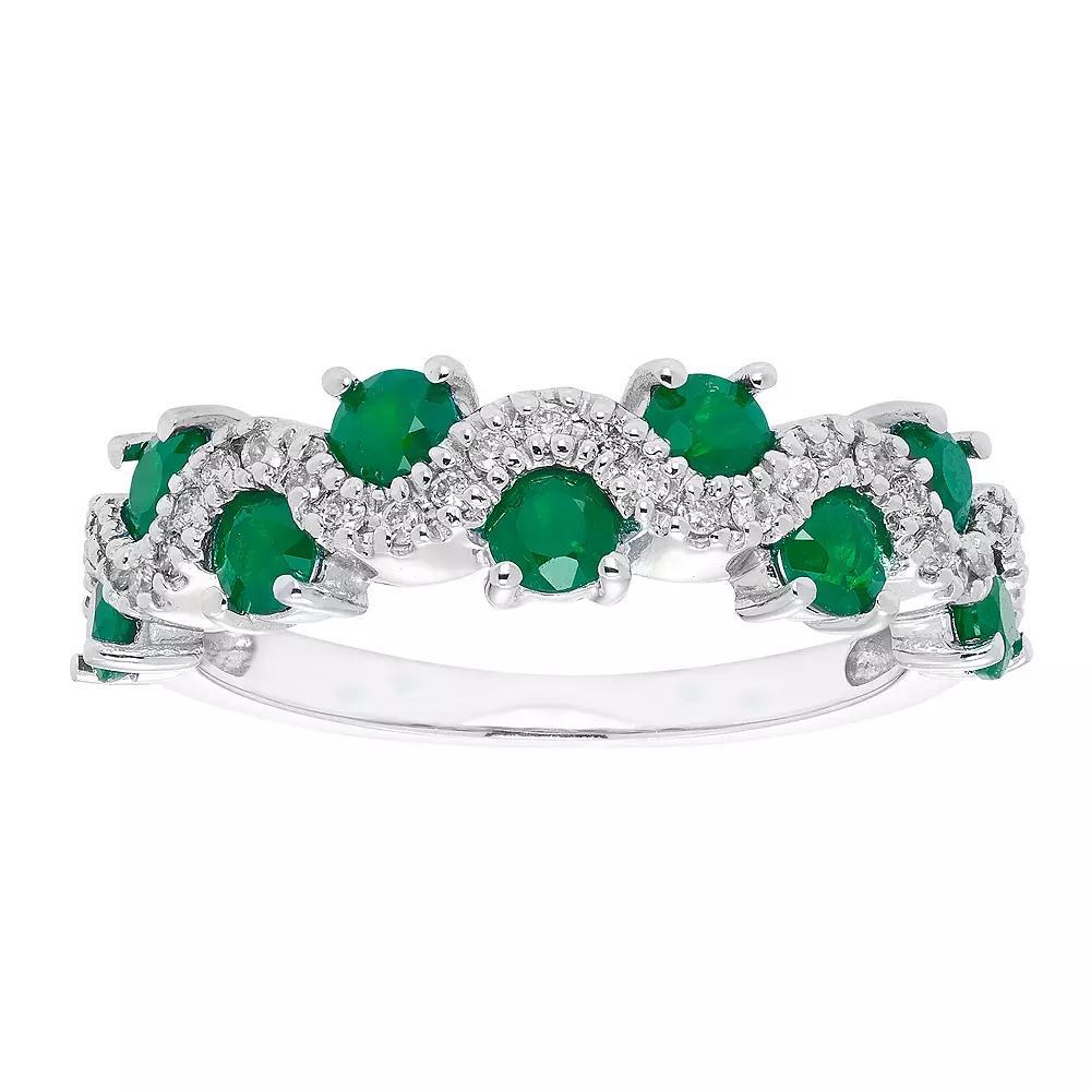 The Regal Collection 14k Gold 1/6 Carat T.W. Diamond & Emerald Ring, Women's, Size: 8 Product Image