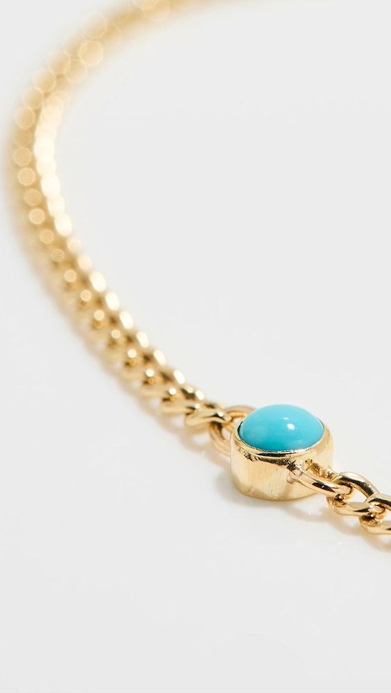 Zoe Chicco 14k XS Curb Chain Turquosie Bezel Bracelet | Shopbop Product Image
