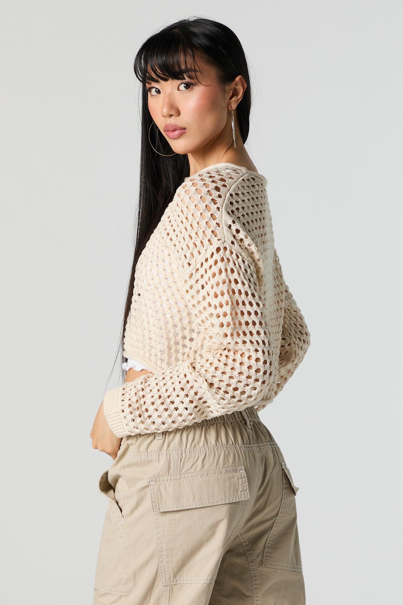 Wide Open Knit Cropped Sweater Female Product Image