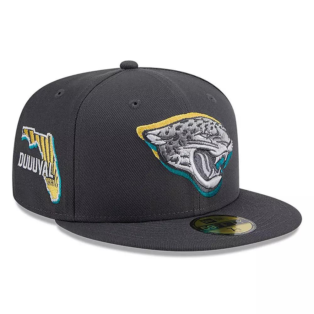 Men's New Era  Graphite Jacksonville Jaguars Official 2024 NFL Draft On Stage 59FIFTY Fitted Hat, Size: 7 1/8, Dark G Product Image