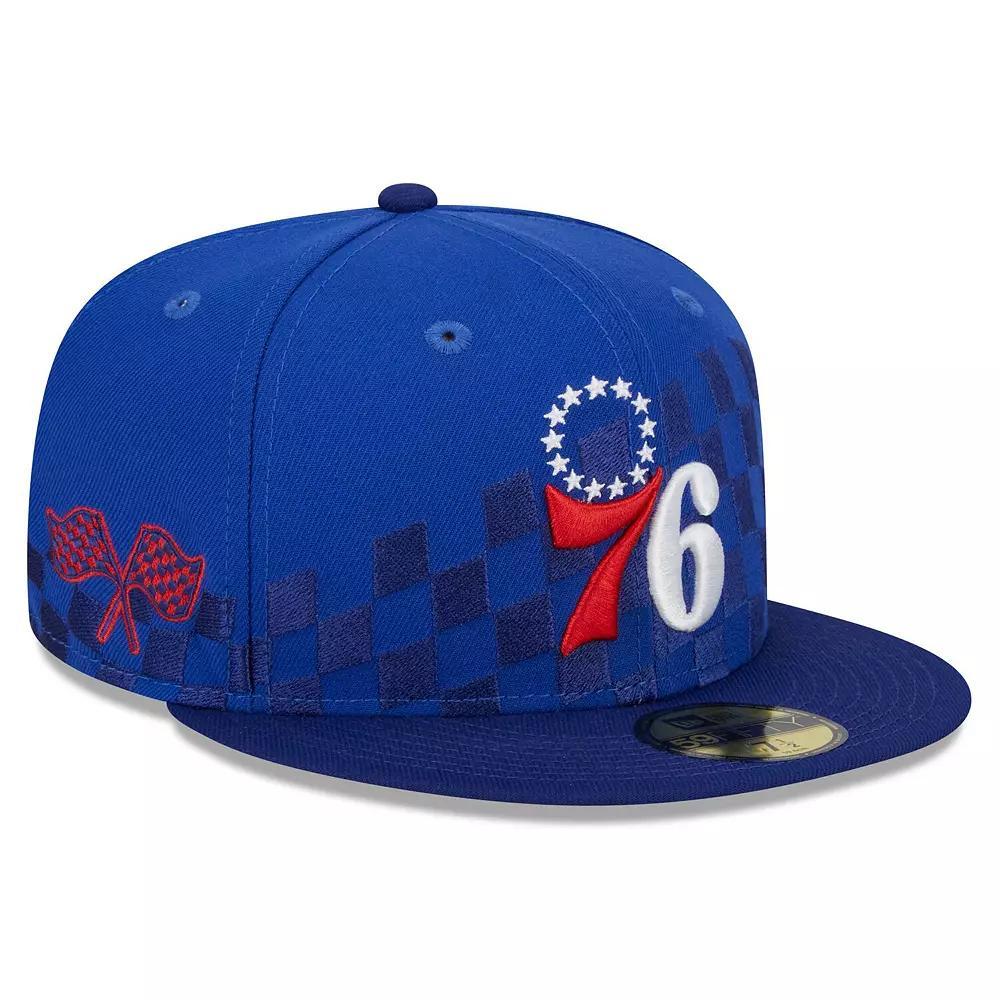 Men's New Era Royal Philadelphia 76ers 2024 NBA All-Star Game Rally Drive Checkerboard 59FIFTY Crown Fitted Hat, Size: 7 5/8, 76r Blue Product Image
