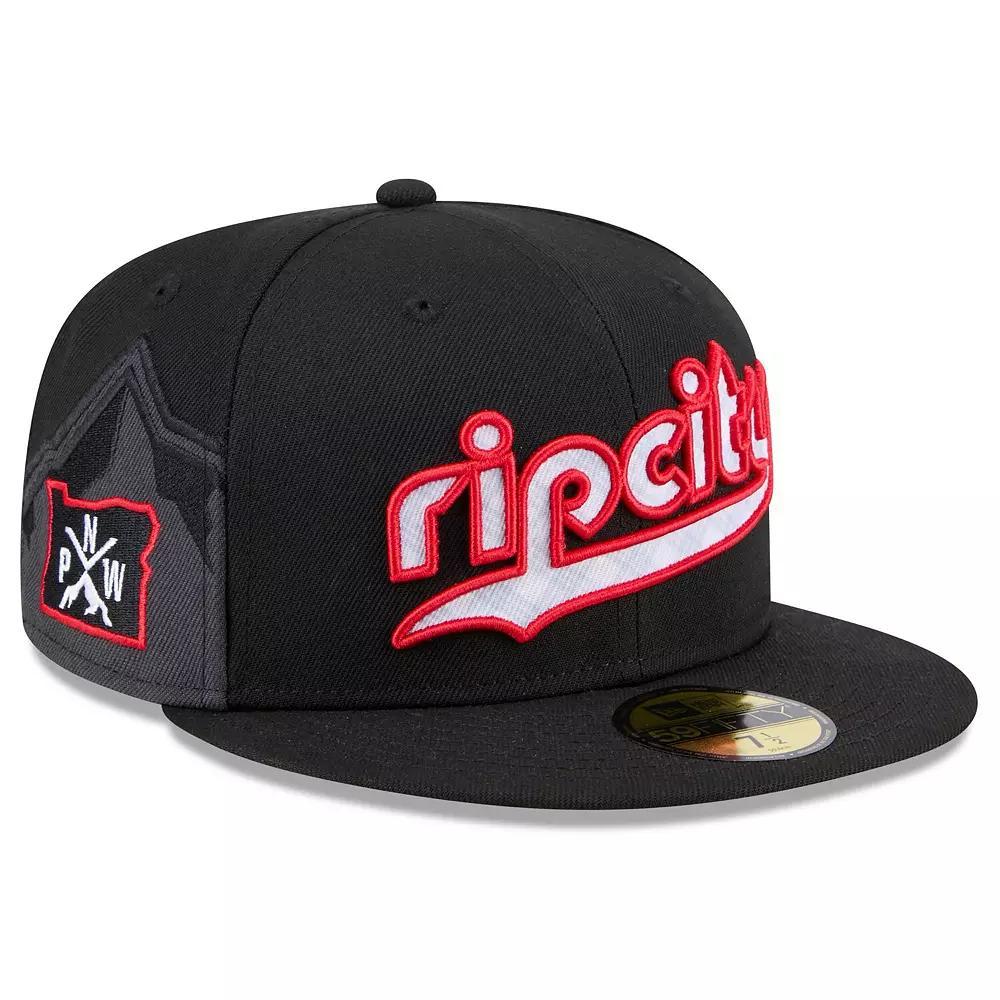 Men's New Era  Black Portland Trail Blazers 2024/25 City Edition 59FIFTY Fitted Hat, Size: 7 1/2 Product Image