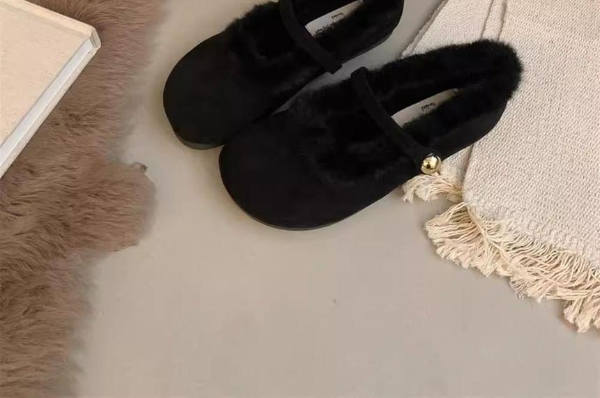 Fleece Trim Mary Jane Flats Product Image