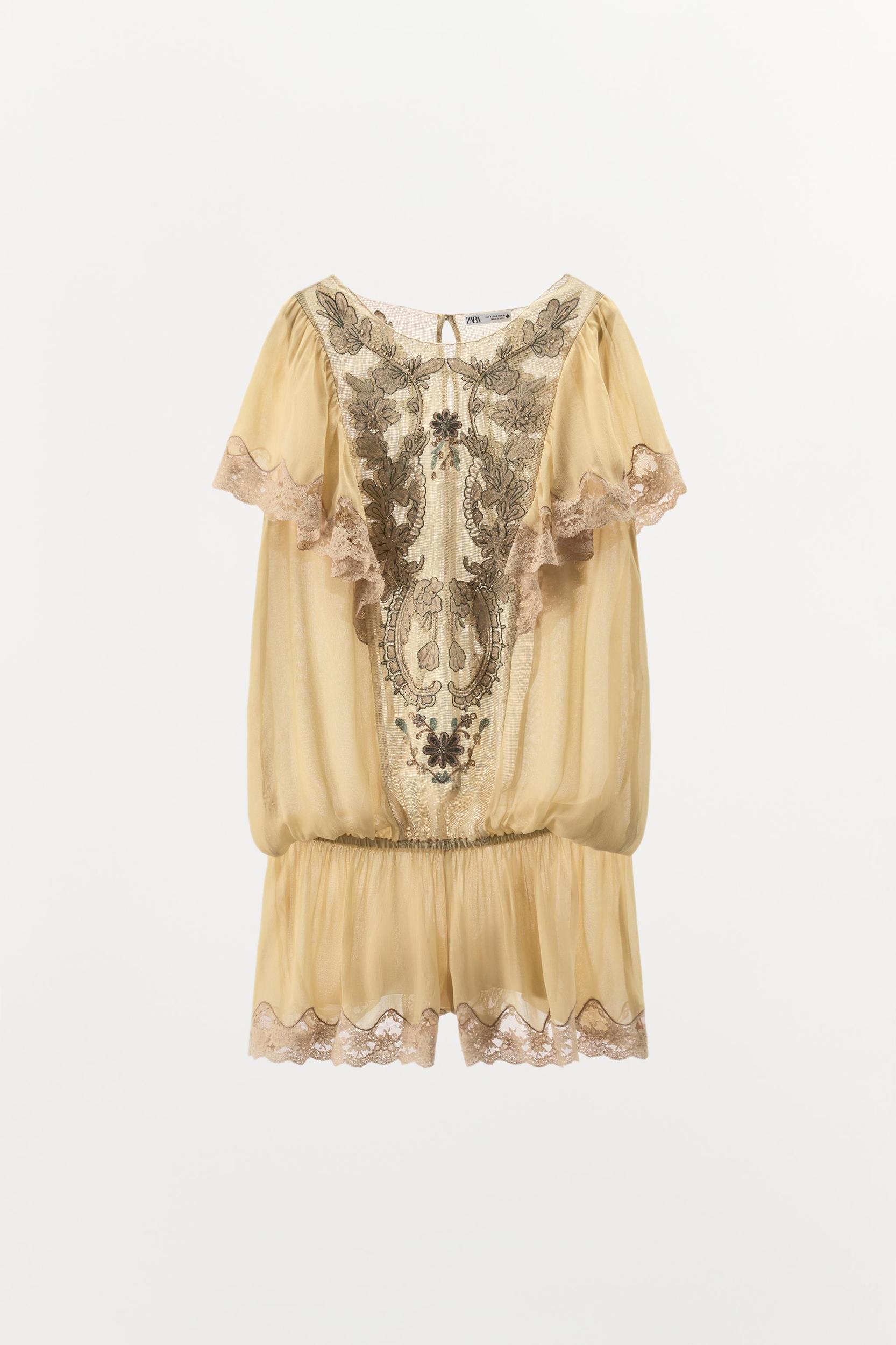 TULLE JUMPSUIT WITH EMBROIDERY AND BEADS Product Image