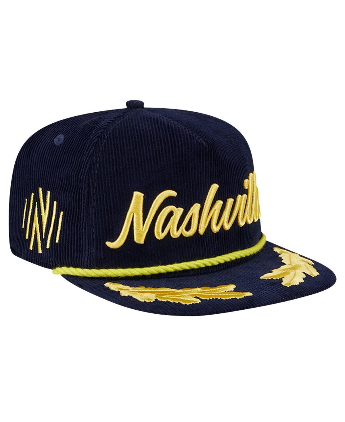 Men's New Era Navy Nashville SC Scrambled Eggs Corduroy Golfer Snapback Hat, Mls Blue Product Image