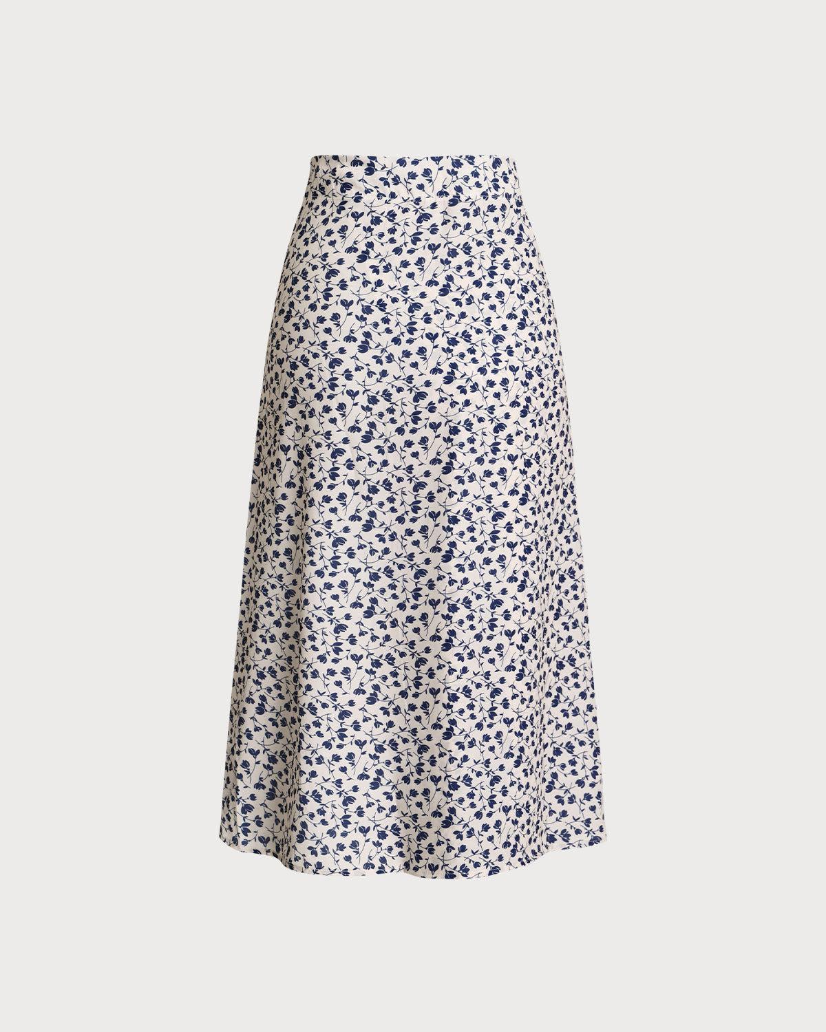 Blue Floral High Waisted Wrap Mini Skirt Product Image