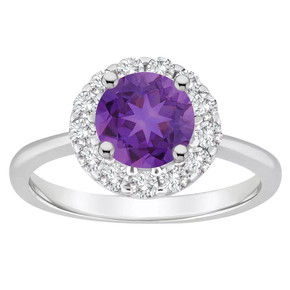 Celebration Gems Sterling Silver Gemstone Halo Ring, Women's, Size: 5, Purple Product Image