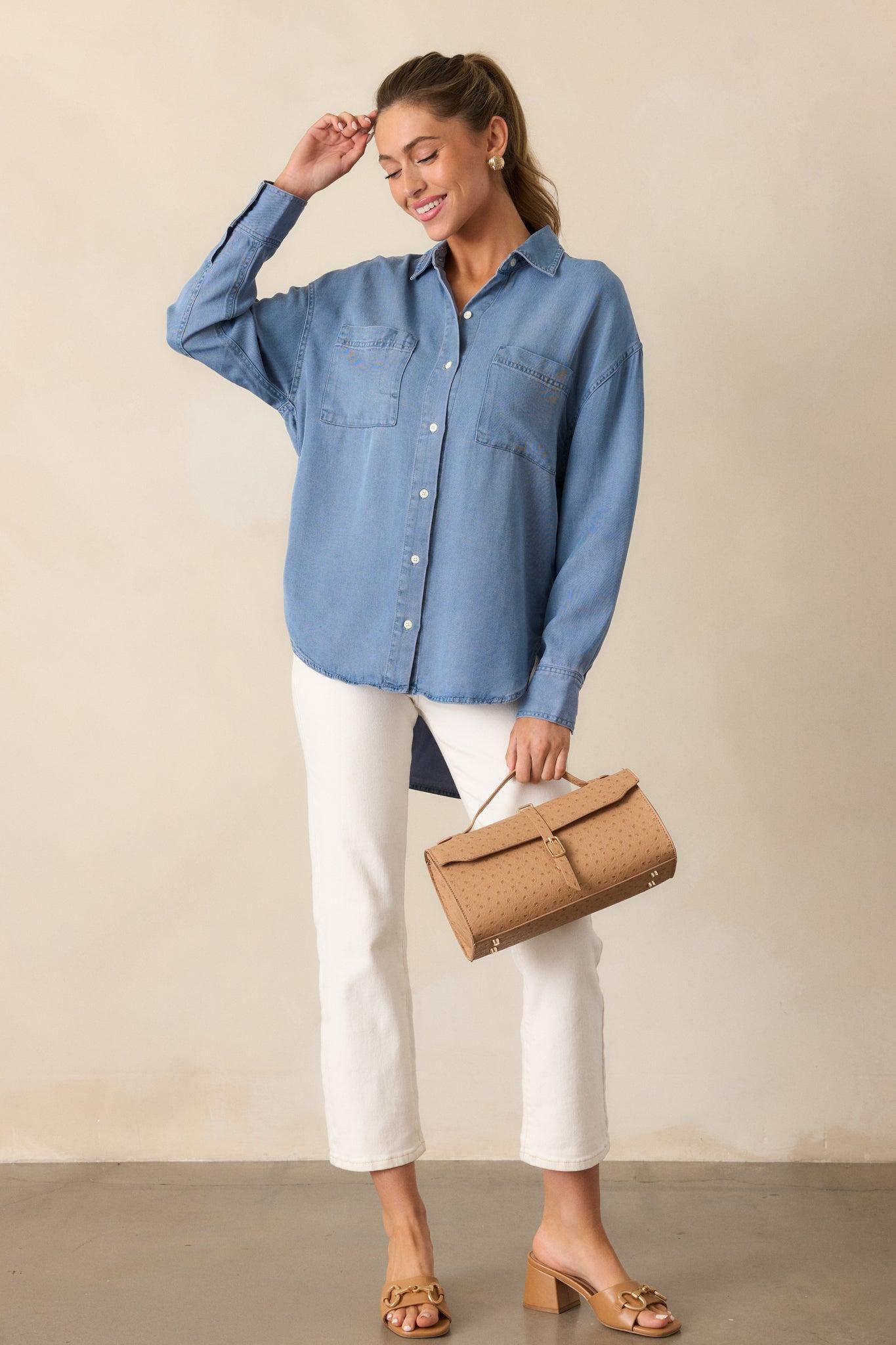 Z Supply Colbie Sun Bleached Chambray Top Product Image