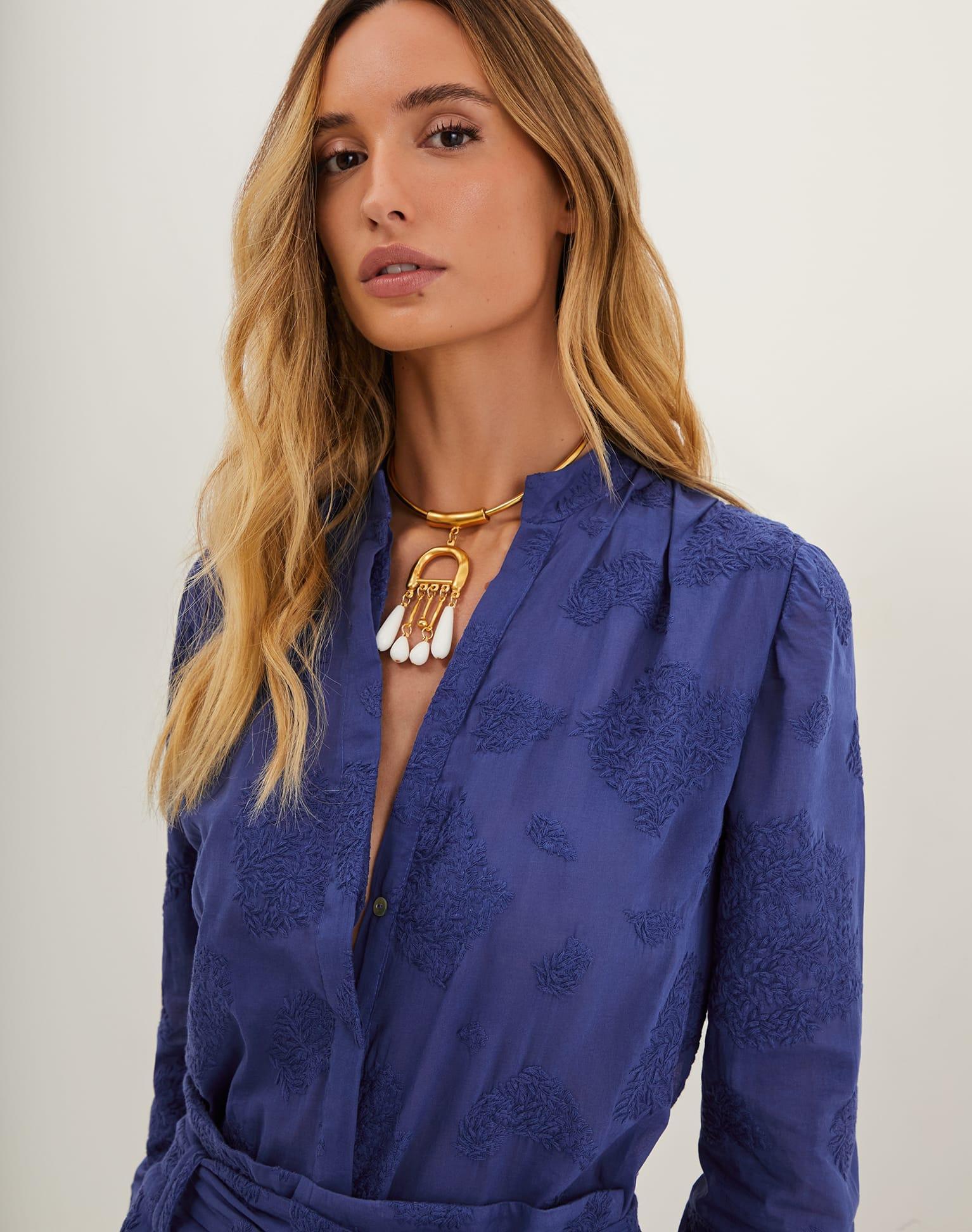 Yumi Long Sleeve Blouse - Sapphire Product Image