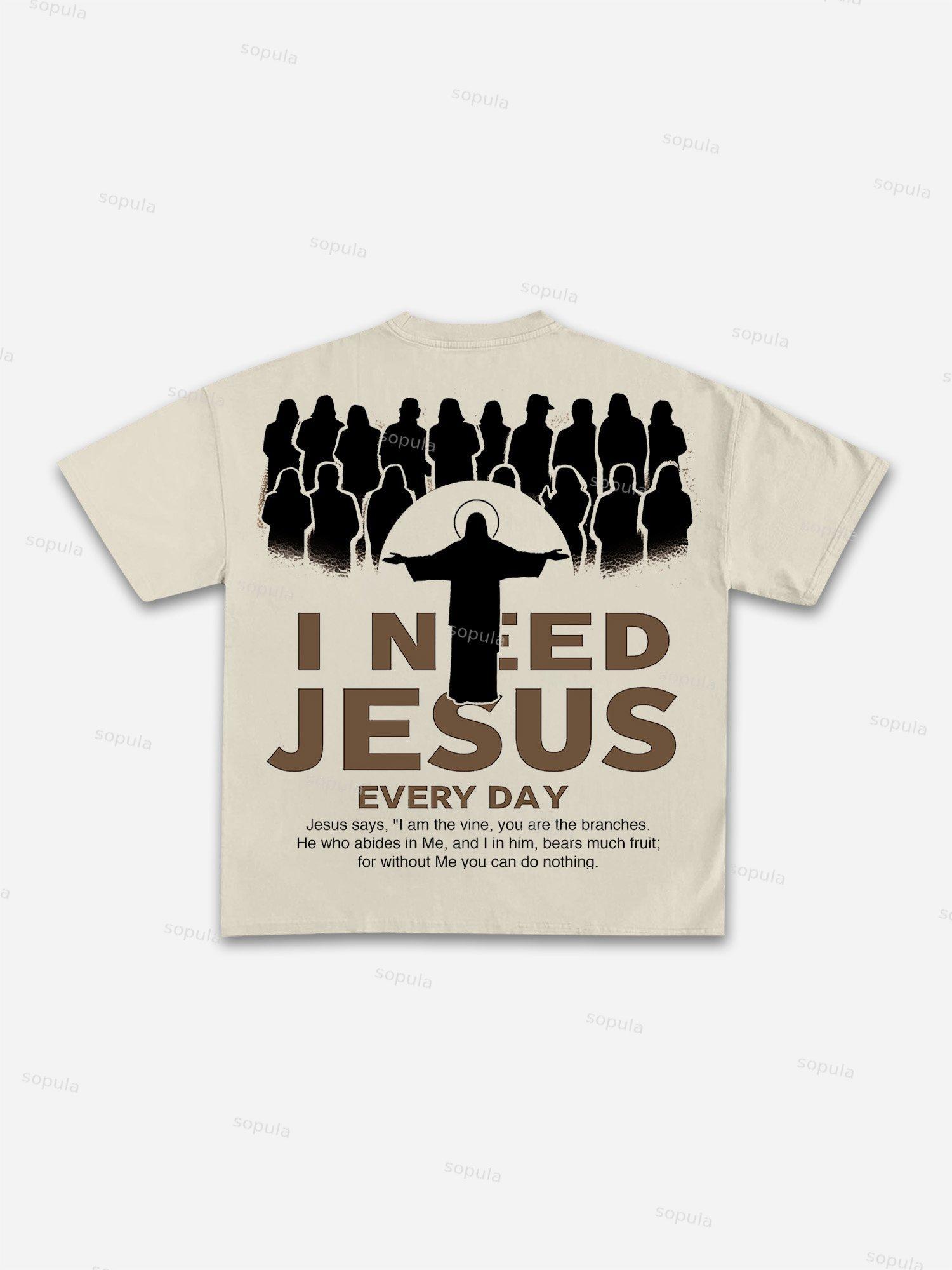 I Need Jesus Cotton T-shirt Product Image