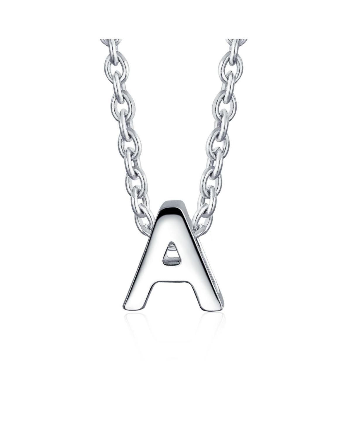 Bling Jewelry Tiny Block Letters Alphabet Pendant 925 Sterling Silver Initial Necklace For Women Product Image