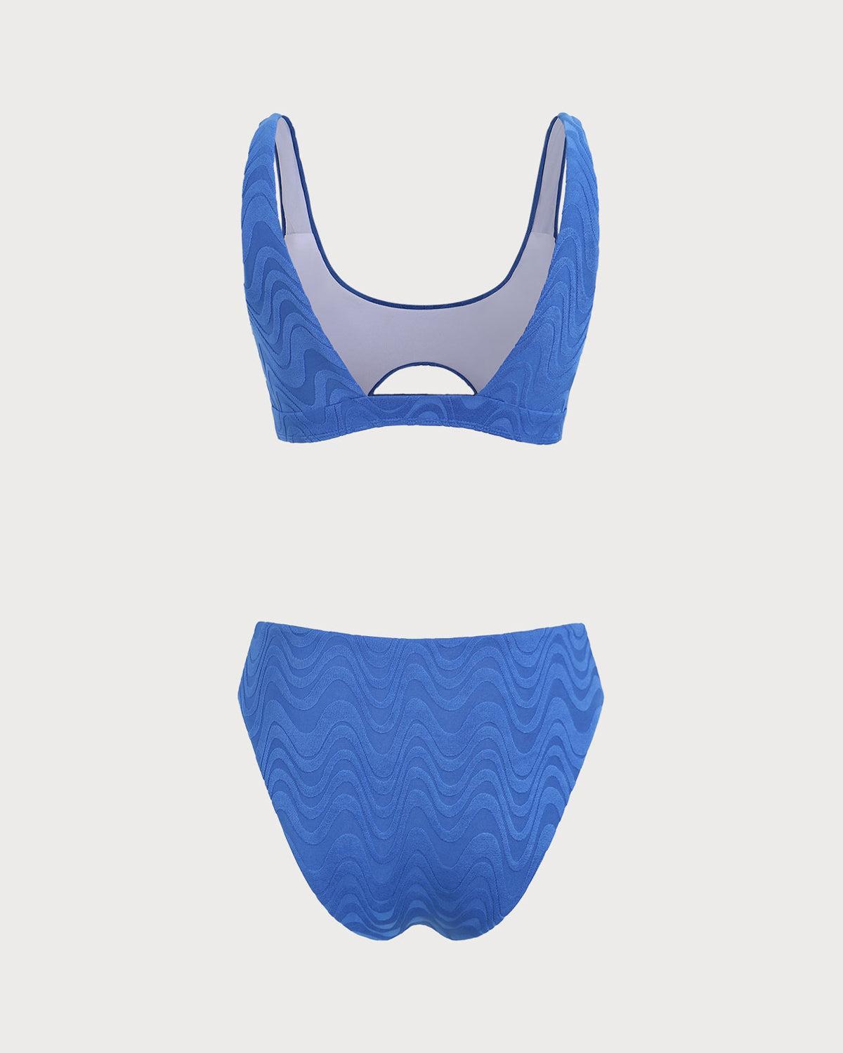 Blue Textured Cutout Bikini Set Product Image